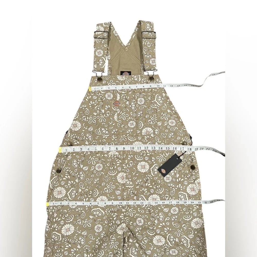 DICKIES overalls Womens Ellis Bohemian floral beige duck canvas Size M - Picture 16 of 16